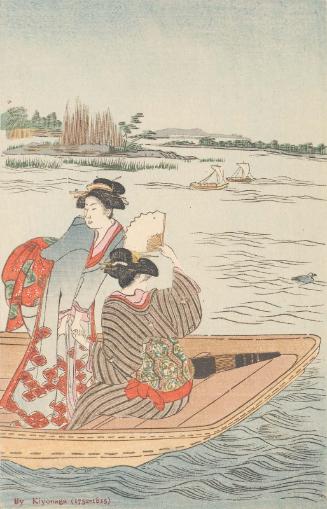 Reproduction of: A Ferry on the Sumida River, center sheet of incomplete triptych