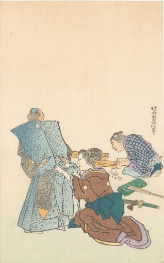 Man Dressing in Formal Clothing, based on an unidentified design by Hokusai
