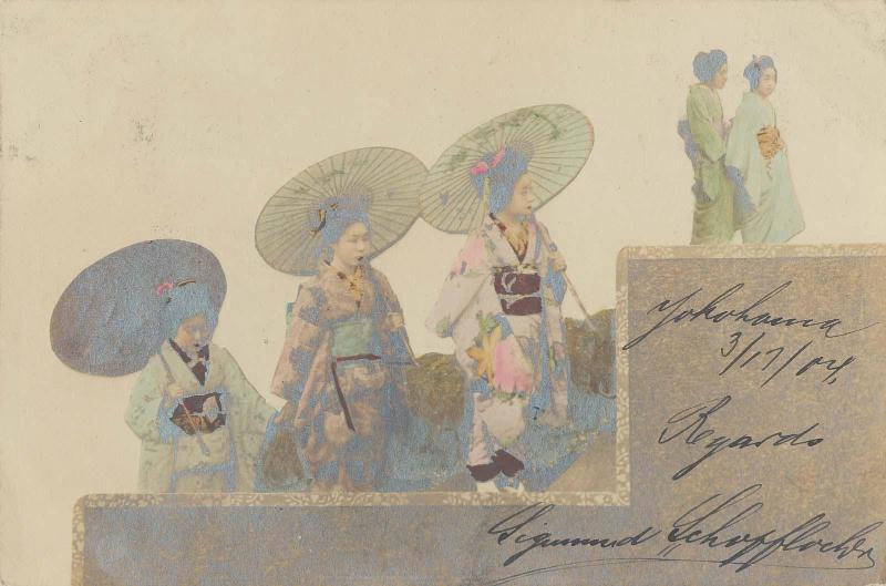Women Walking with Parasols