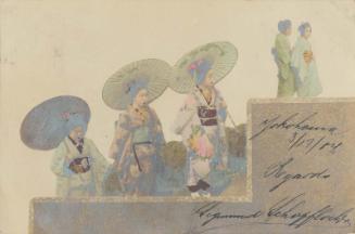 Women Walking with Parasols