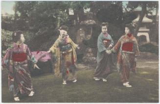 Women Playing Blind Man's Buff in a Garden