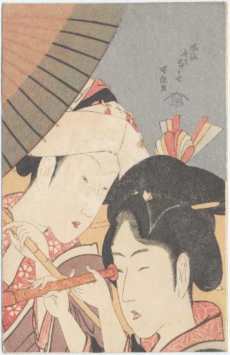 Reproduction of: Two Women with a Telescope, from the series Seven Useless Habits (Fûryû nakute nana kuse)