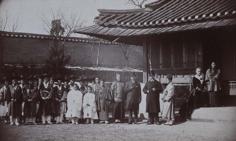 U.S. Legation at Seoul: Minister Foote, Mrs. Foote, suite and household (NRICP Relic No.: 2871)