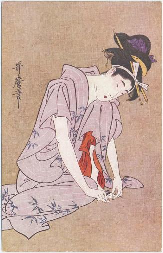 Woman Cutting Her Toenails, based on a print by Utamaro