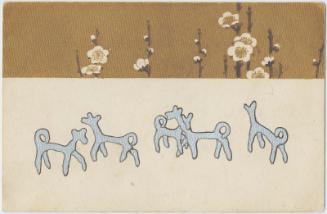 New Year's Card: Dogs with Plum Blossoms