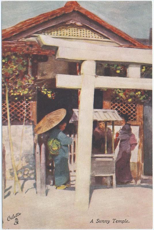 A Sunny Temple, from the series Fair Japan–Souvenir of Japan-British Exhibition, 1910, in Raphael Tuck & Sons 'Ollette' Postacard 7911
