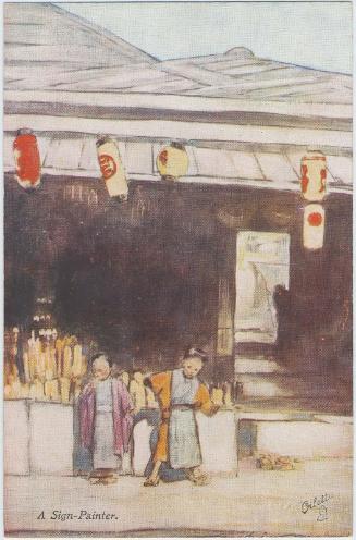 A Sign-Painter, from the series Fair Japan–Souvenir of Japan-British Exhibition, 1910, in Raphael Tuck & Sons 'Ollette' Postacard 7913