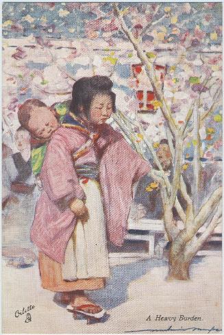 A Heavy Burden, from the series Fair Japan–Souvenir of Japan-British Exhibition, 1910, in Raphael Tuck & Sons 'Ollette' Postacard 7915