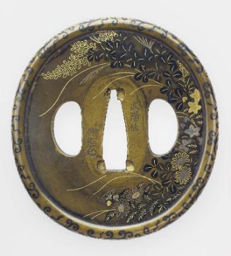 Tsuba with design of autumn plants and grasses