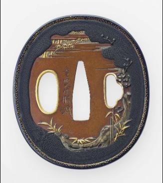 Tsuba with design of the Shikunshi (bamboo, orchid, chrysanthemum and plum)