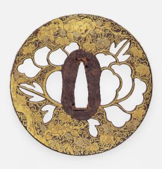 Tsuba with design of paulownia and other blossoms