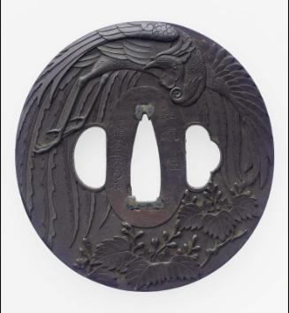 Tsuba with design of ho-o and paulownia