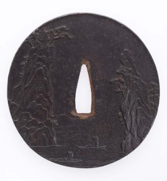 Tsuba with design of sailboats at Matsushima
