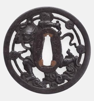 Tsuba with design of Raijin raising a storm