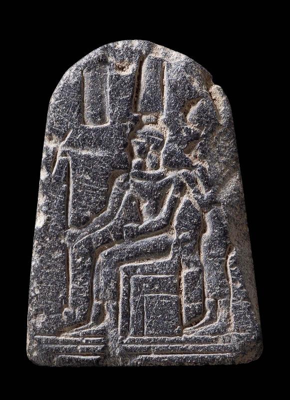 Stele shaped inlay (?) with enthroned king