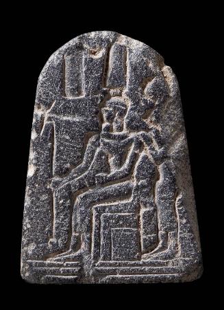 Stele shaped inlay (?) with enthroned king