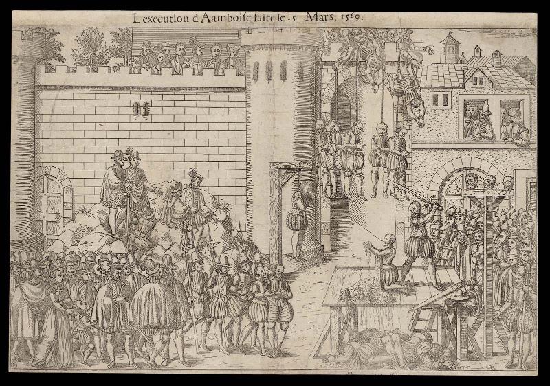 L' execution d'Amboise faite le 15 Mars, 1560. From series: Histoires diverses.