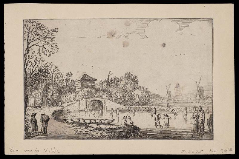 Landscape with frozen River