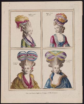 Gallerie des Modes et Costumes Français. 1ere Suite des Costumes François pour les Coiffures depuis 1776.  A.3 "Coeffure simple à la mode"