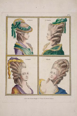 Gallerie des Modes et Costumes Français. 1ere Suite des Costumes François pour les Coiffures depuis 1776.  A.5 (duplicate) "la Phrigienne..."