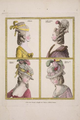 Gallerie des Modes et Costumes Français. 1ere Suite des Costumes François pour les Coiffures depuis 1776.  A.6 (duplicate) "l'Hérisson..."
