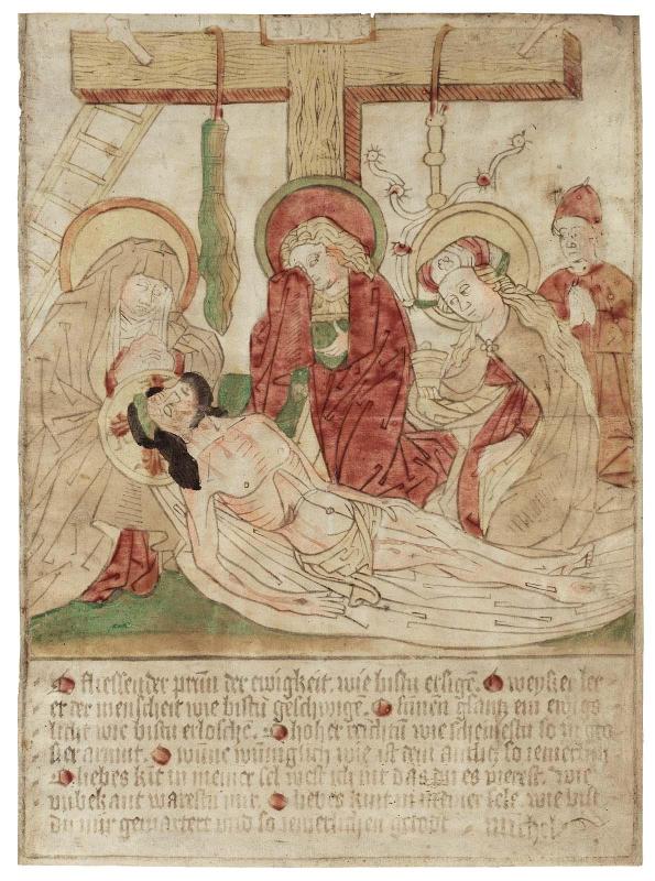 The Lamentation of Christ with the Virgin, Saint John, Mary Magdalene, and a Donor