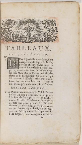 Page 1. Catalogue raisonné des différens objets de curiosités dans les sciences et arts, qui composoient le Cabinet de feu Mr Mariette
