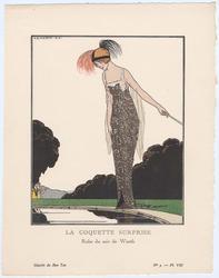 "La Coquette Surprise - Robe du soir de Worth," plate VIII from Gazette du Bon Ton, Volume 1, No. 3