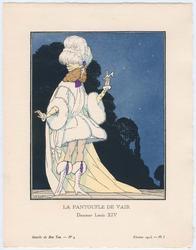 "La Pantoufle de Vair - Danseur Louis XIV," plate I from Gazette du Bon Ton, Volume 1, No. 4