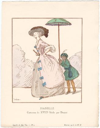 "Isabelle - Costumes du XVIIIe Siècle par Doucet," plate X from Gazette du Bon Ton, Volume 1, No. 4