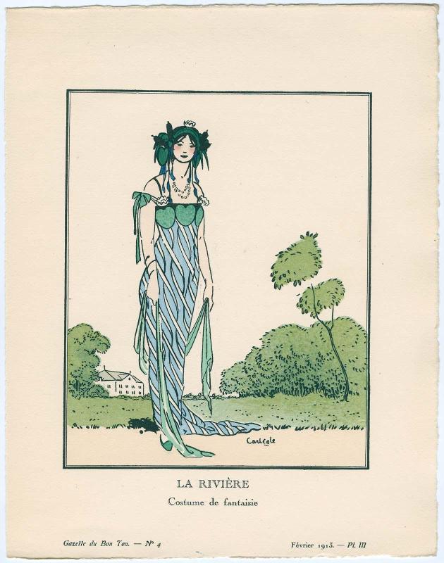 "La Rivière - Costume de fantaisie," plate III from Gazette du Bon Ton, Volume 1, No. 4