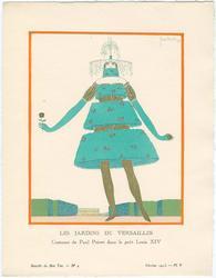 "Les Jardins de Versailles - Costume de Paul Poiret dans le goût Louis XIV," plate V from Gazette du Bon Ton, Volume 1, No. 4