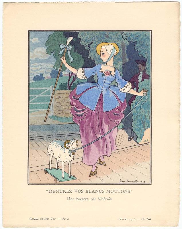 "'Rentrez vos Blancs Moutons' - Une Bergère par Chéruit," plate VIII from Gazette du Bon Ton, Volume 1, No. 4