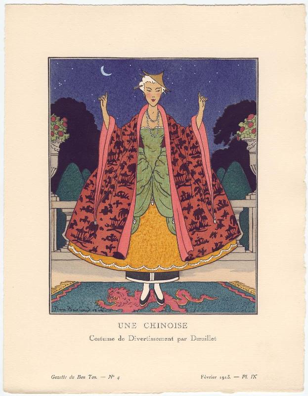 "Une Chinoise - Costume de Divertissement par Dœuillet," plate IX from Gazette du Bon Ton, Volume 1, No. 4