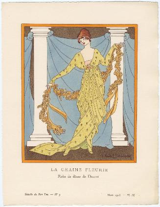 "La Chaine Fleurie - Robe de dîner de Doucet," plate IX from Gazette du Bon Ton, Volume 1, No. 5