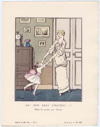 "Ah! Mon Beau Chateau...!! - Robe de maison par Doucet," plate VIII from Gazette du Bon Ton, Volume 1, No. 6