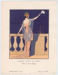 "L'Adieu Dans la Nuit - Robe du soir de Paquin," plate IX from Gazette du Bon Ton, Volume 1, No, 6