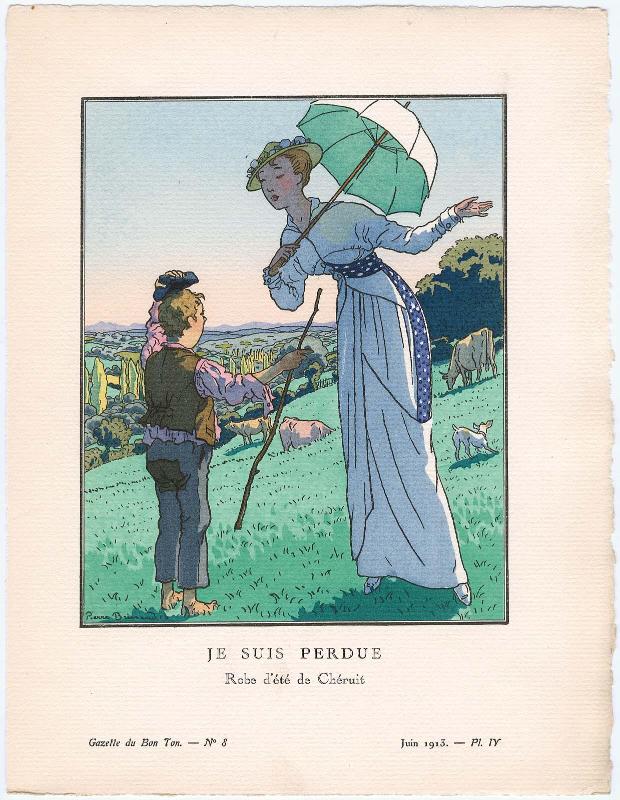 "Je suis perdue - Robe d'été de Chéruit," plate IV from Gazette du Bon Ton, Volume 2, No. 8