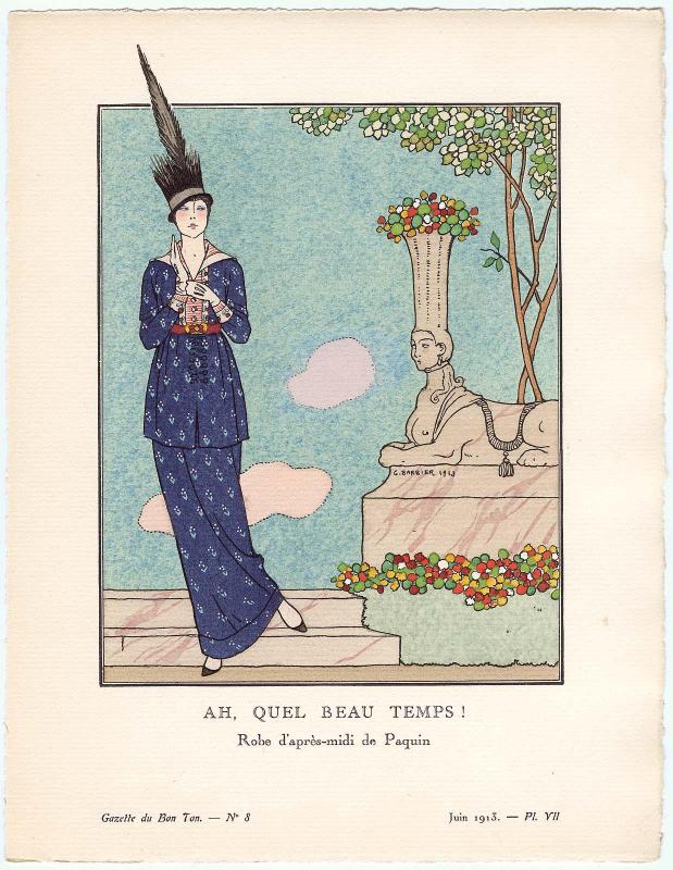 "Ah, Quel Beau Temps! - Robe d'après-midi de Paquin," plate VII from Gazette du Bon Ton, Volume 2, No. 8