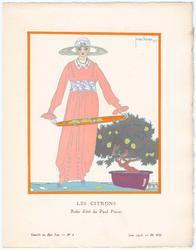 "Les Citrons - Robe d'été de Paul Poiret," plate VIII from Gazette du Bon Ton, Volume 2, No. 8