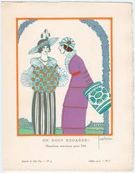 "On Nous Regarde! - Manchons nouveaux pour l'été," plate I from Gazette du Bon Ton, Volume 2, No. 9