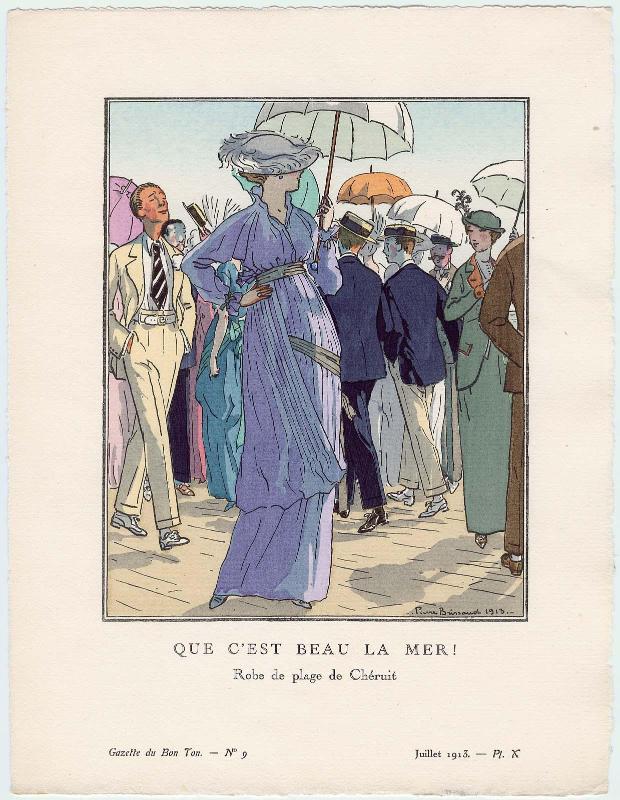 "Que C'est Beau La Mer! - Robe de plage de Chéruit," plate X from Gazette du Bon Ton, Volume 2, No. 9