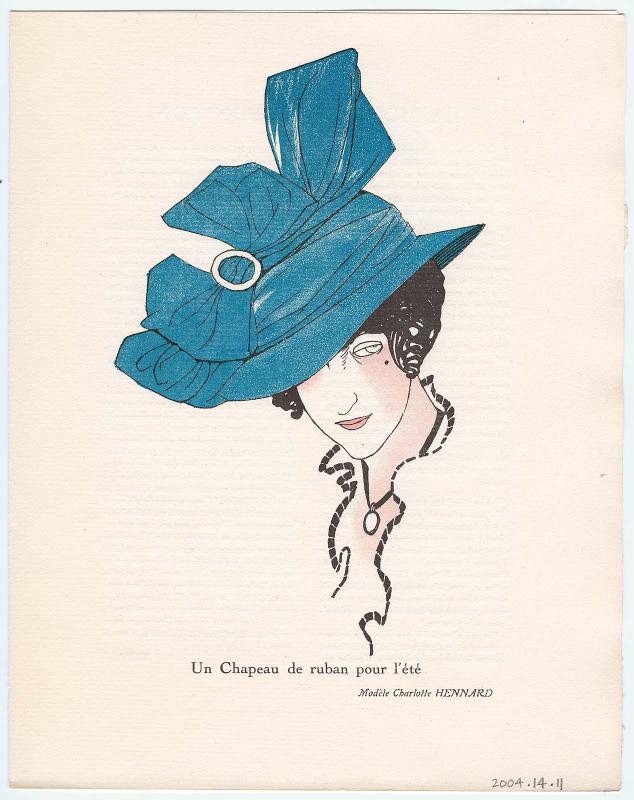 "Un Chapeau de ruban pour l'été," advertisement from Gazette du Bon Ton, Volume 1, No. 9, p. 285