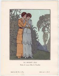 "Le Secret Joli - Robes de jeunes filles de Dœuillet," plate IV from Gazette du Bon Ton, Volume 2, No. 9