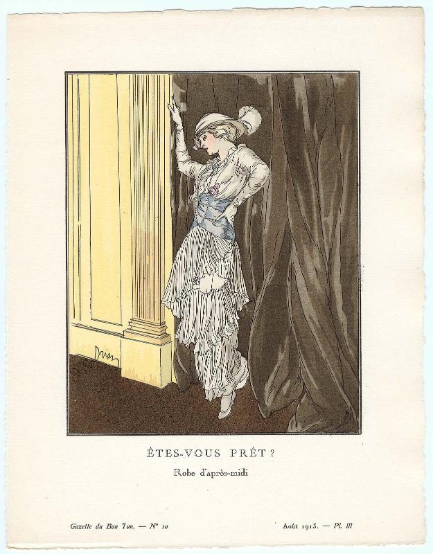 "Êtes-Vous Prêt? - Robe d-après-midi," plate III from Gazette du Bon Ton, Volume 2, No. 10