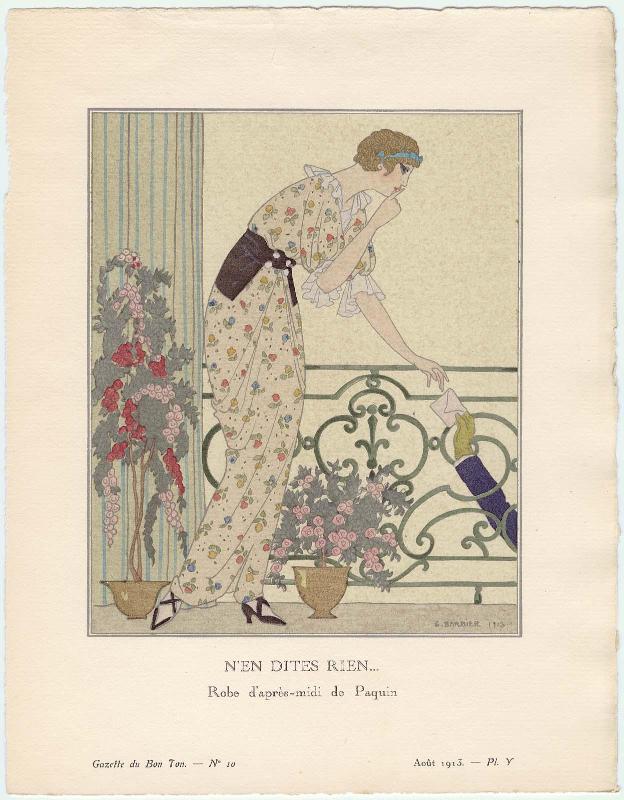 "N'en Dites Rien... - Robe d'après-midi de Paquin," plate V from Gazette du Bon Ton, Volume 2, No. 10