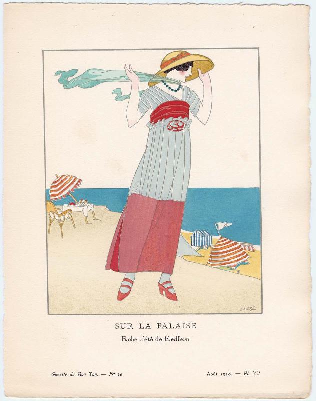 "Sur La Falaise - Robe d'été de Redfern," plate VII from Gazette du Bon Ton, Volume 2, No. 10