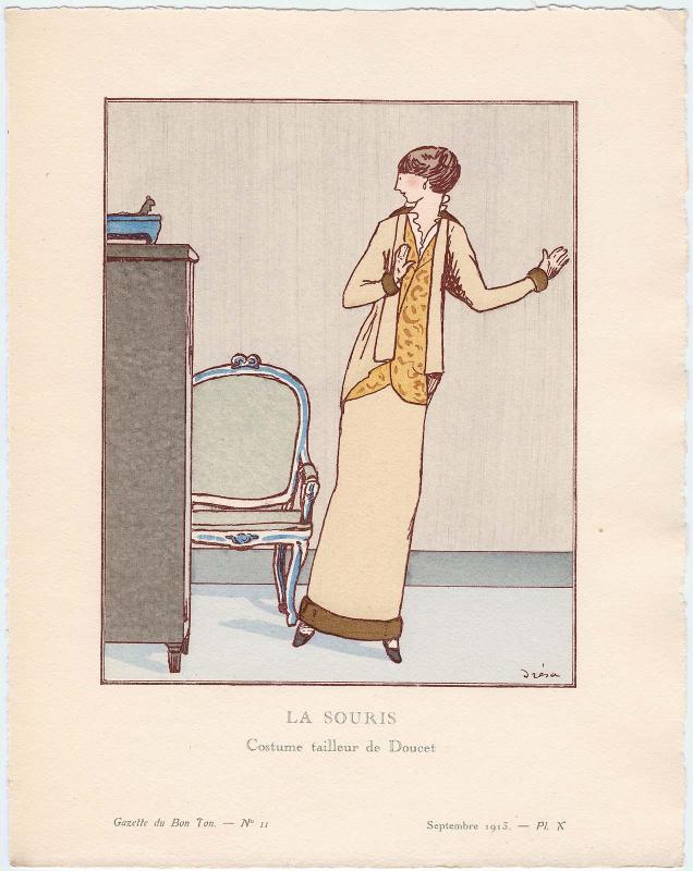 "La Souris - Costume tailleur de Doucet," plate X from Gazette du Bon Ton, Volume 2, No. 11