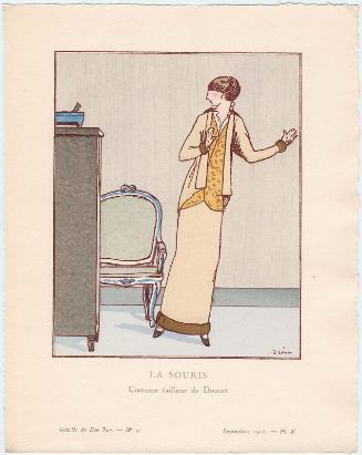 "La Souris - Costume tailleur de Doucet," plate X from Gazette du Bon Ton, Volume 2, No. 11