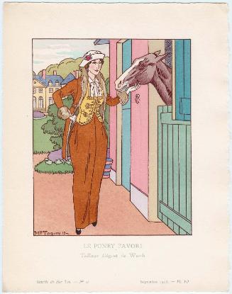 "Le Poney Favori - Tailleur élégant de Worth," plate VII from Gazette du Bon Ton, Volume 2, No. 11